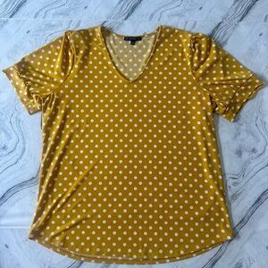 Adrianna Papell Yellow Polkadot Blouse